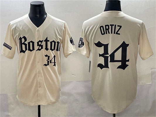 Boston Red Sox #34 David Ortiz Cream Gothic Vapor Limited Stitched Baseball Jersey