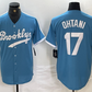 Brooklyn Dodgers #17 Shohei Ohtani Light Blue Cooperstown Collection Cool Base Baseball Jersey