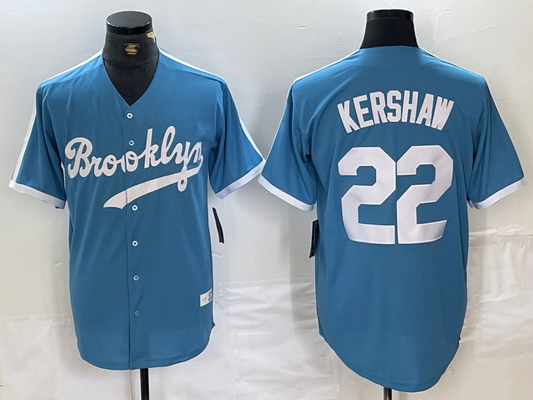 Brooklyn Dodgers #22 Clayton Kershaw Light Blue Cooperstown Collection Cool Base Baseball Jersey