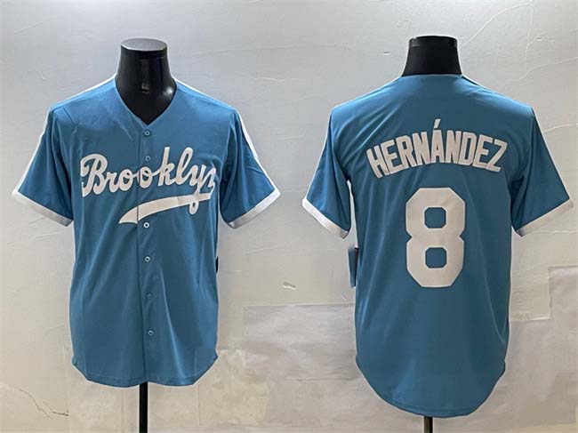 Brooklyn Dodgers #8 Enrique Hernández Light Blue Stitched Baseball Jersey