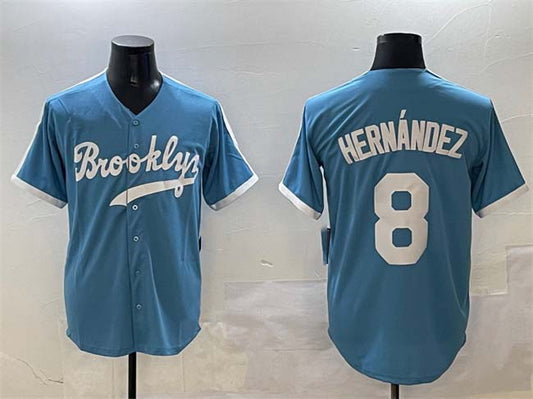 Brooklyn Dodgers #8 Enrique Hernández Light Blue Stitched Baseball Jersey