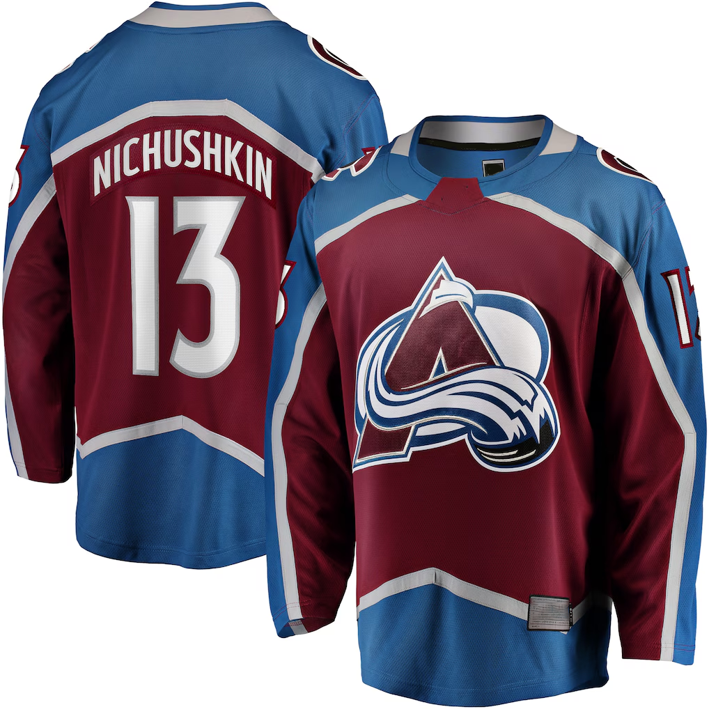 Johmsee C.Avalanche #13 Valeri Nichushkin Burgundy Breakaway Player Jerseys