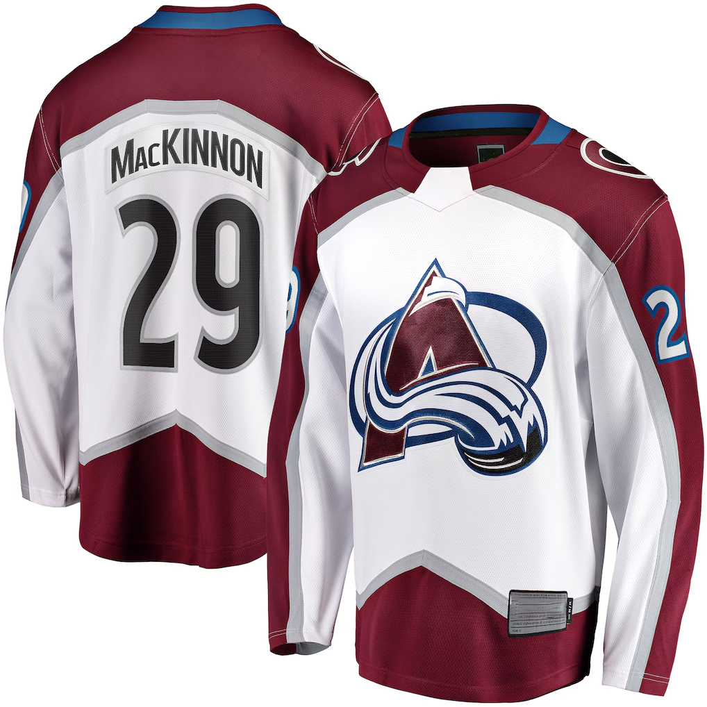 Johmsee C.Avalanche #29 Nathan MacKinnon White Breakaway Jerseys