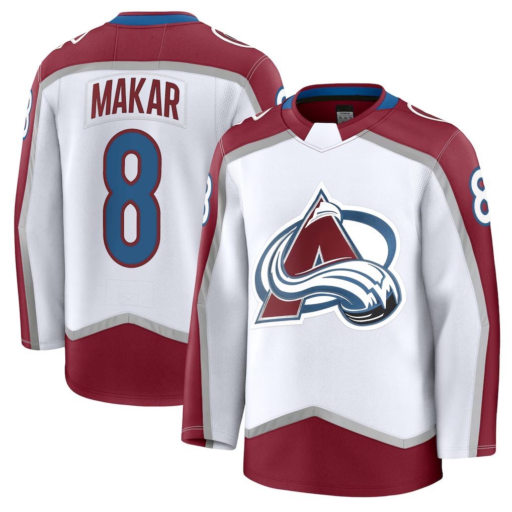 Johmsee C.Avalanche #8 Cale Makar White Away Premium Jerseys