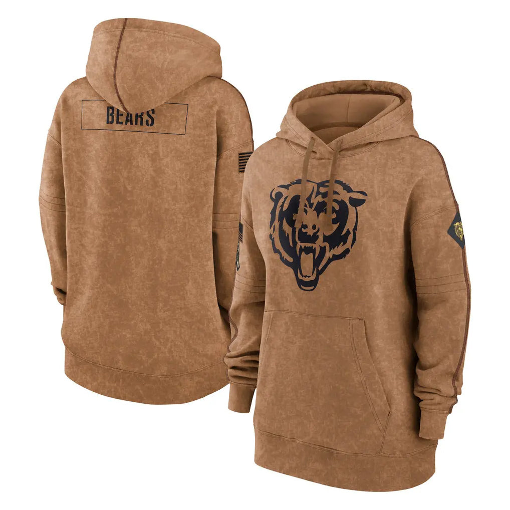 Johmsee C.Bears Brown Salute to Service Pullover Hoodies Limited Blank Player Stitched Jerseys