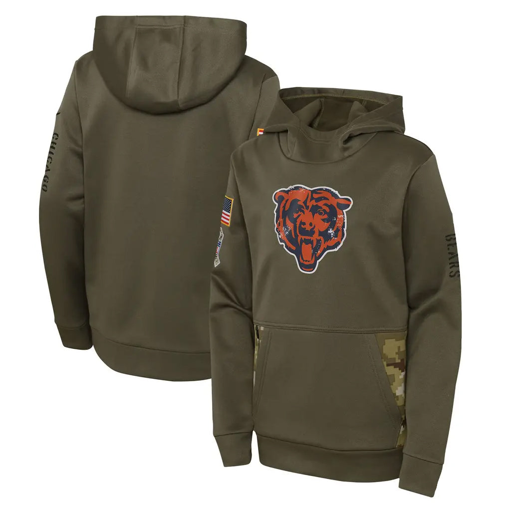 Johmsee C.Bears Olive Salute to Service Pullover Hoodies Limited Blank Player Stitched Jerseys