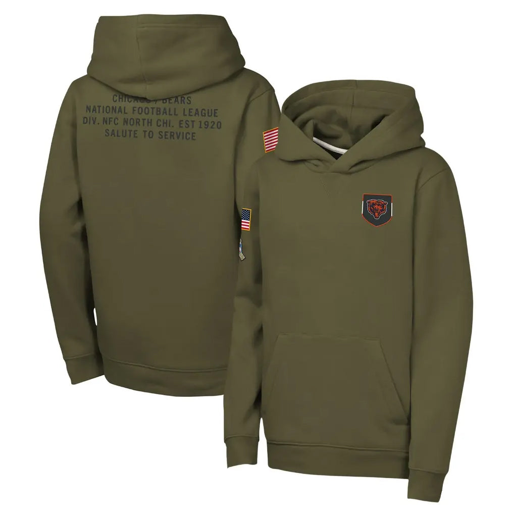 Johmsee C.Bears Olive Salute to Service Pullover Hoodies Limited Game Blank Player Stitched Jerseys