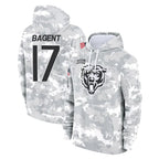 Johmsee C.Bears #17 Tyson Bagent Player Arctic Camo Salute to Service Pullover Hoodies Limited Stitched Jerseys