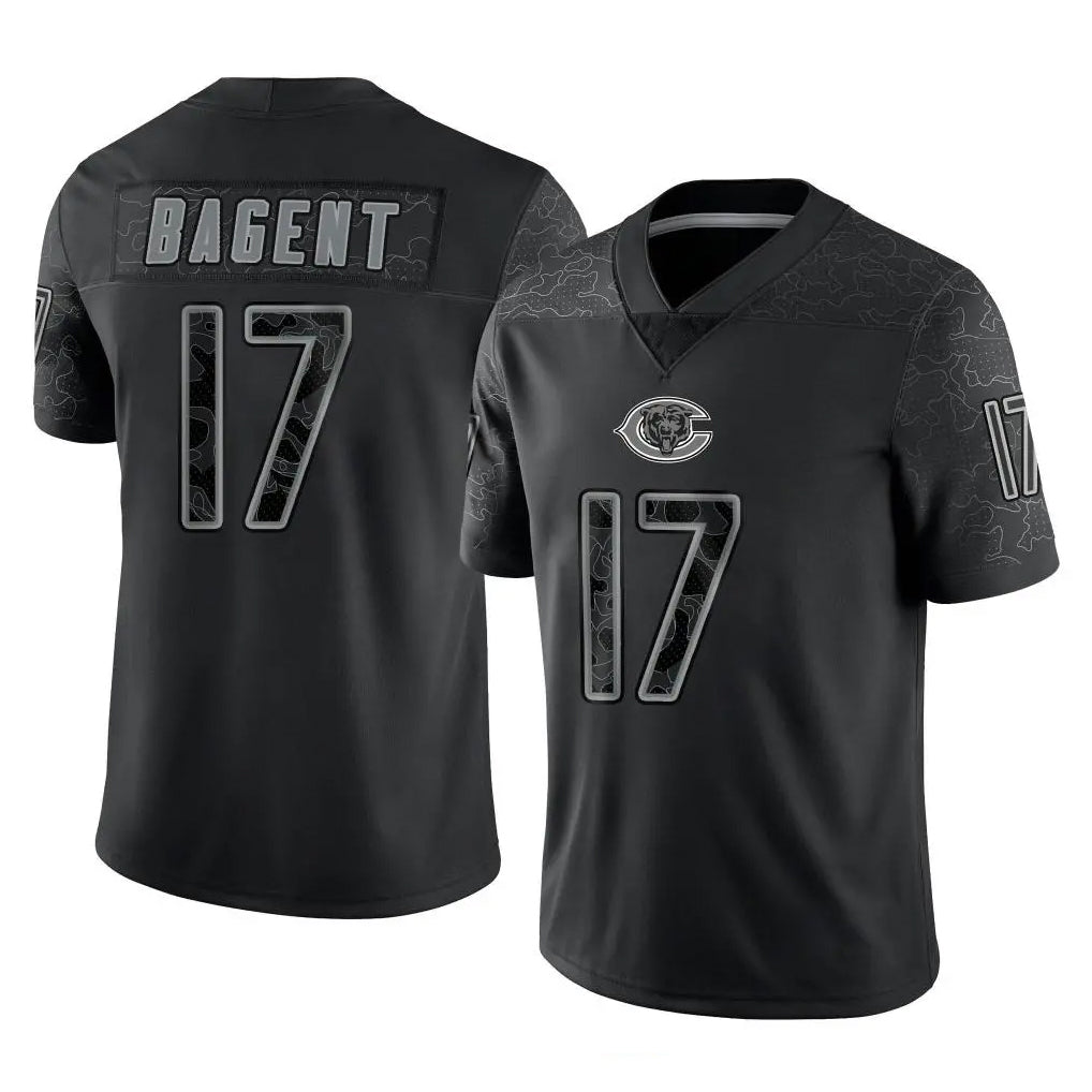 Johmsee C.Bears #17 Tyson Bagent Player Black REFLECTIVE Limited Game Stitched Jerseys