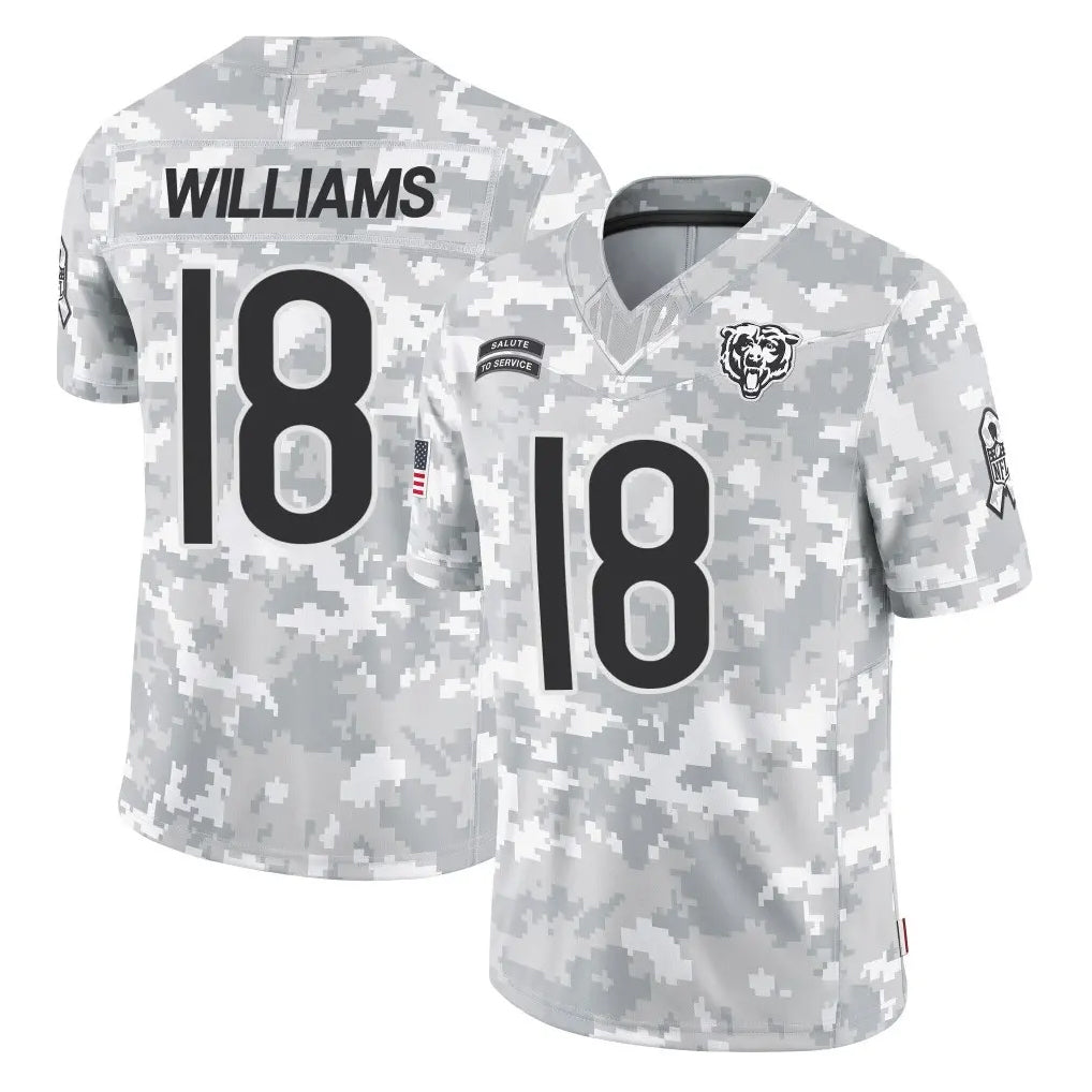 Johmsee C.Bears #18 Caleb Williams Player Arctic Camo Salute to Service Limited Stitched Jerseys