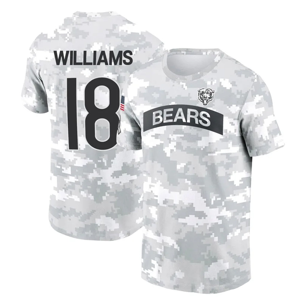 Johmsee C.Bears #18 Caleb Williams Player Arctic Camo Salute to Service Performance T-Shirt Limited Stitched Jerseys