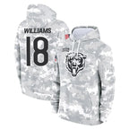 Johmsee C.Bears #18 Caleb Williams Player Arctic Camo Salute to Service Pullover Hoodies Limited Stitched Jerseys
