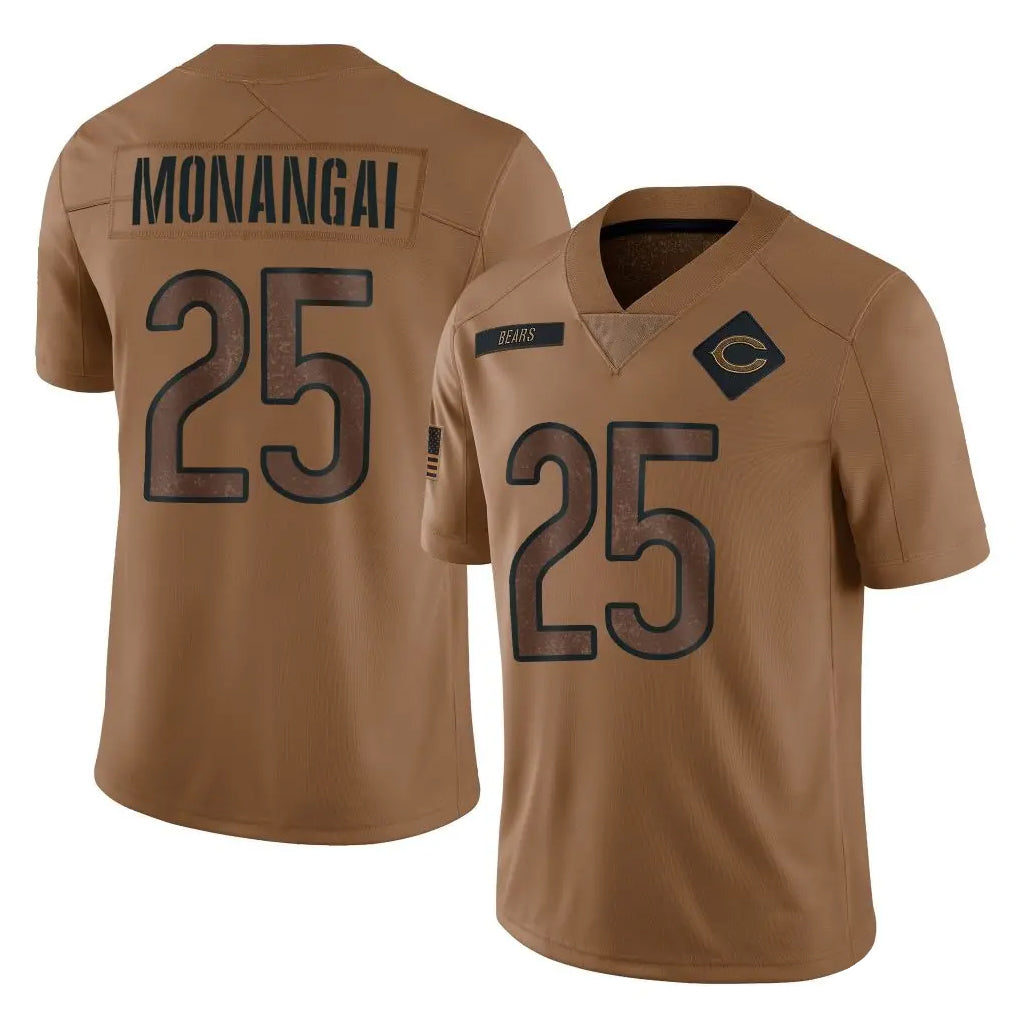 Johmsee C.Bears #25 Kyle Monangai Player Brown Salute to Service Limited Stitched Jerseys