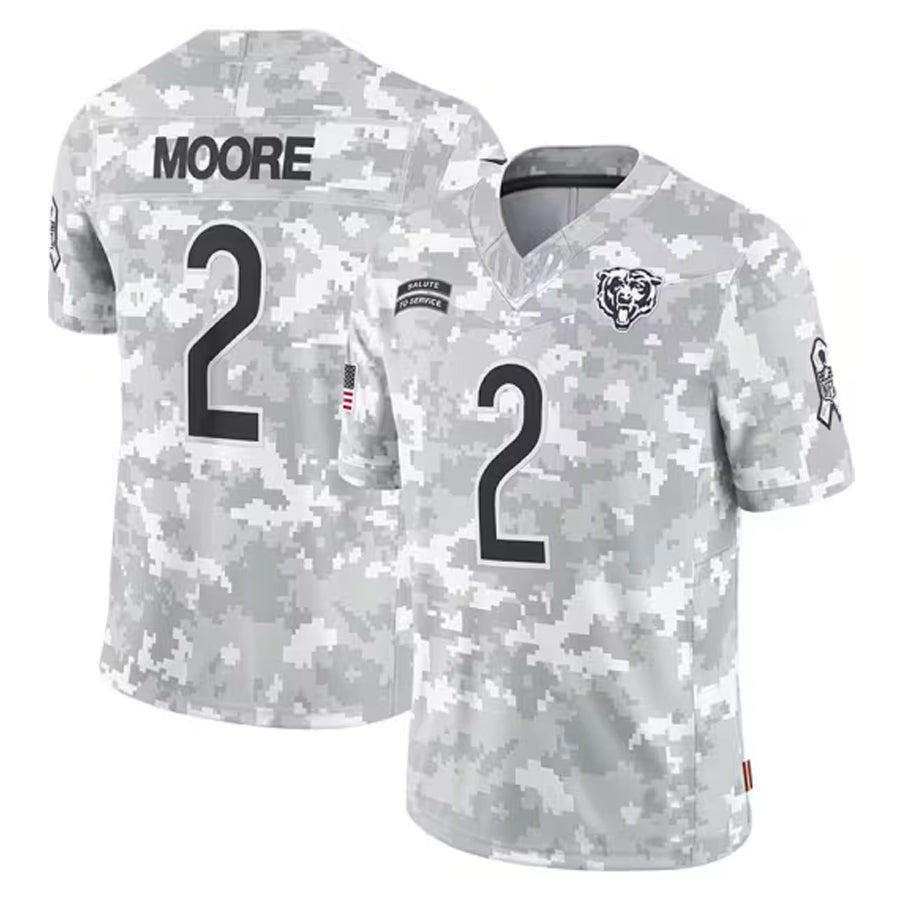 Johmsee C.Bears #2 D.J. Moore Player White Arctic Camo Salute to Service Limited Stitched Jerseys