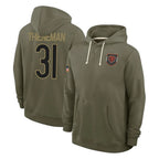 Johmsee C.Bears #31 Dillon Thieneman Player Olive Salute to Service Pullover Hoodies Limited Stitched Jerseys