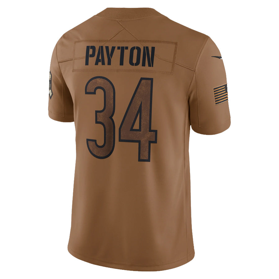 Johmsee C.Bears #34 Walter Payton Player Brown Salute To Service Limited Stitched Jerseys