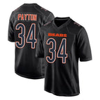 Johmsee C.Bears #34 Walter Payton Player Carbon Black Fashion Game Stitched Jerseys
