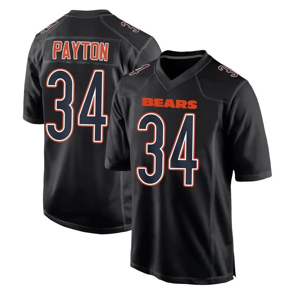 Johmsee C.Bears #34 Walter Payton Player Carbon Black Fashion Game Stitched Jerseys