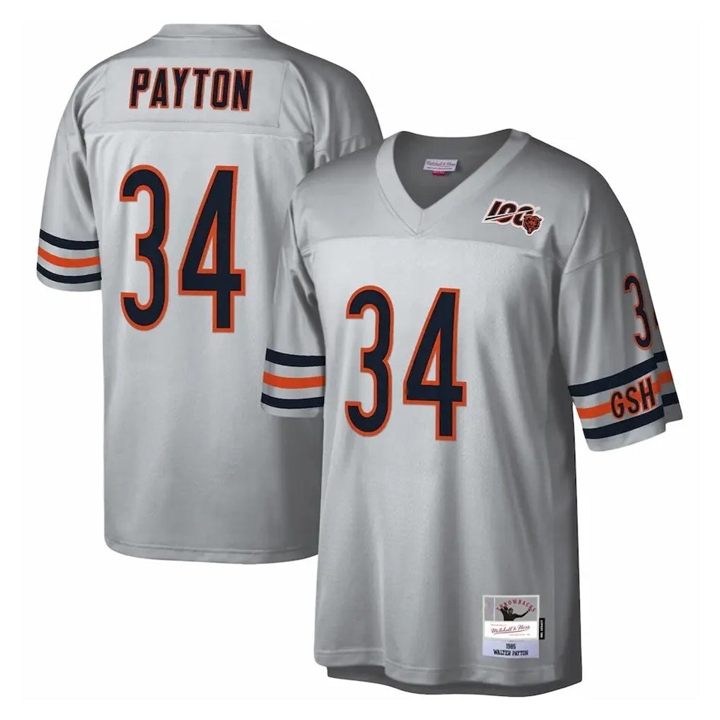 Johmsee C.Bears #34 Walter Payton Player Silver Mitchell & Ness Legacy Replica Stitched Jerseys