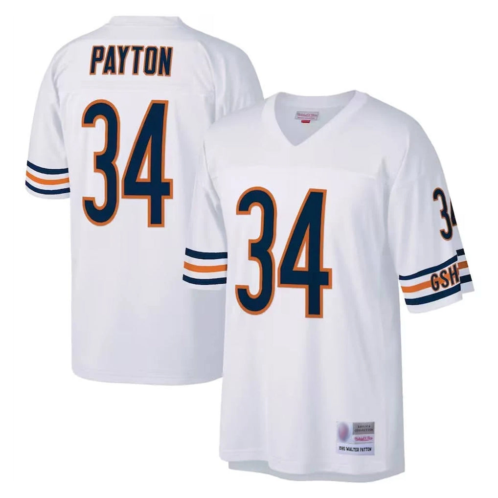 Johmsee C.Bears #34 Walter Payton Player White 1985 Walter Payton Mitchell & Ness Throwback Retired Stitched Jerseys