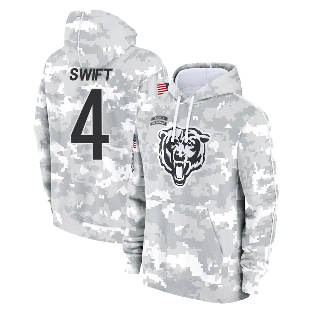 Johmsee C.Bears #4 D'Andre Swift Player Arctic Camo Salute to Service Pullover Hoodies Limited Stitched Jerseys