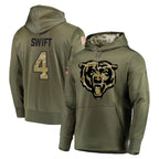 Johmsee C.Bears #4 D'Andre Swift Player Olive Salute to Service Pullover Hoodies Home Game Stitched Jerseys