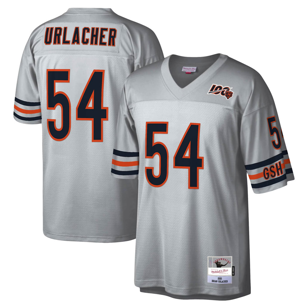 Johmsee C.Bears #54 Brian Urlacher Player Silver Mitchell & Ness Legacy Replica Stitched Jerseys