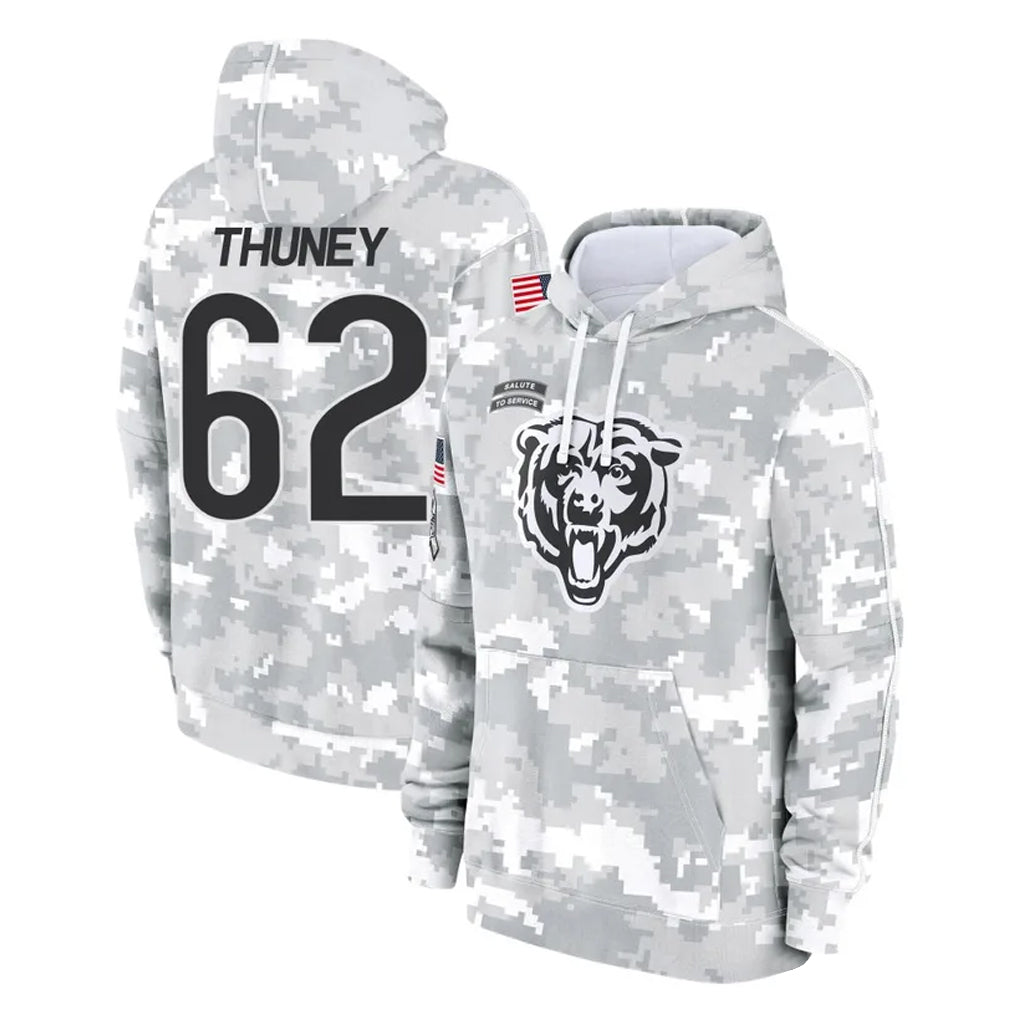 Johmsee C.Bears #62 Joe Thuney Player Arctic Camo Salute to Service Pullover Hoodies Limited Stitched Jerseys
