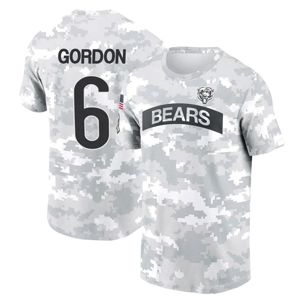 Johmsee C.Bears #6 Kyler Gordon Player Arctic Camo Salute to Service Performance T-Shirt Limited Stitched Jerseys