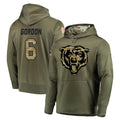 Johmsee C.Bears #6 Kyler Gordon Player Olive Salute to Service Pullover Hoodies Home Game Stitched Jerseys