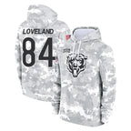 Johmsee C.Bears #84 Colston Loveland Player Arctic Camo Salute to Service Pullover Hoodies Limited Stitched Jerseys
