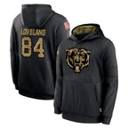 Johmsee C.Bears #84 Colston Loveland Player Black Salute to Service Pullover Hoodies Limited Stitched Jerseys