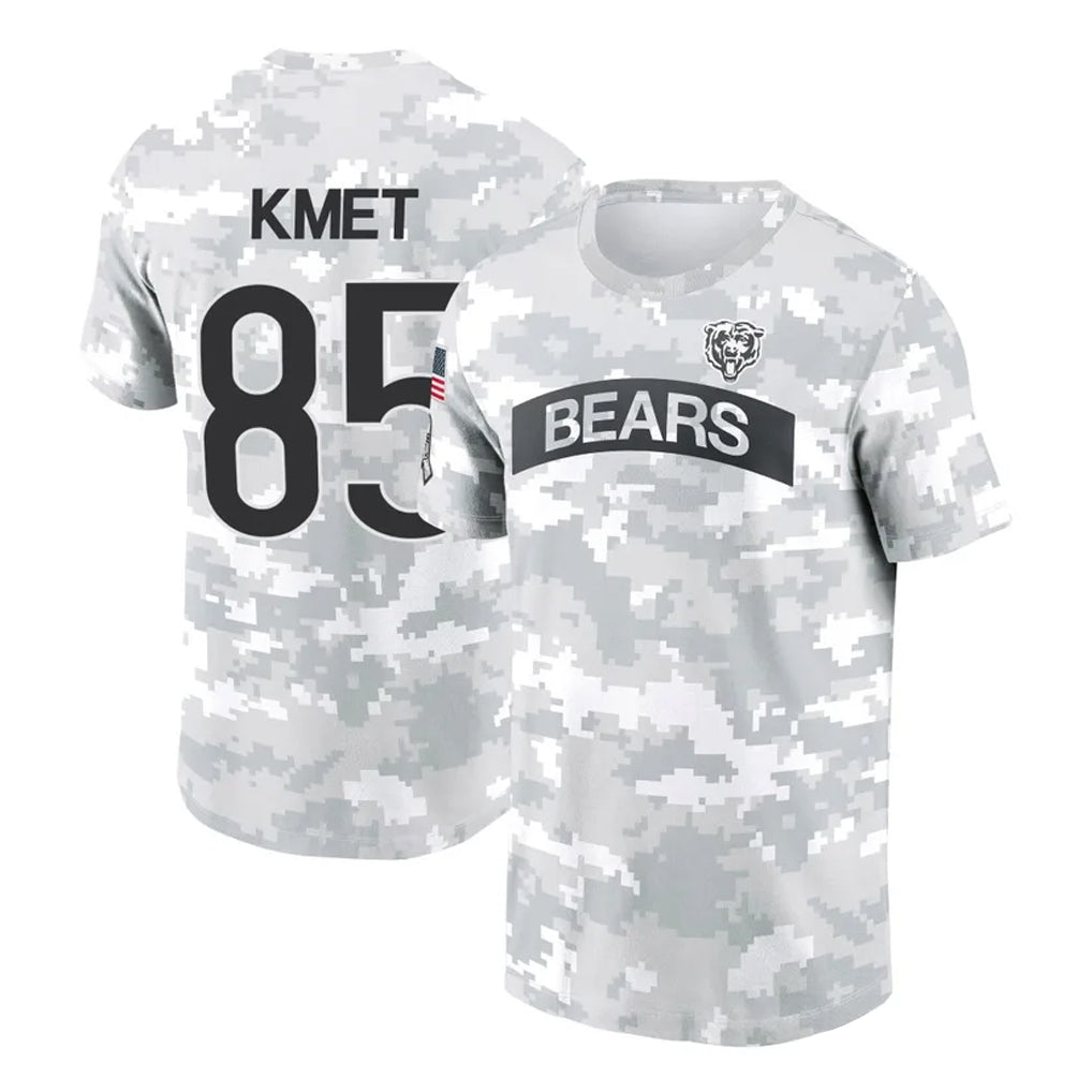Johmsee C.Bears #85 Cole Kmet Player Arctic Camo Salute to Service Performance T-Shirt Limited Stitched Jerseys