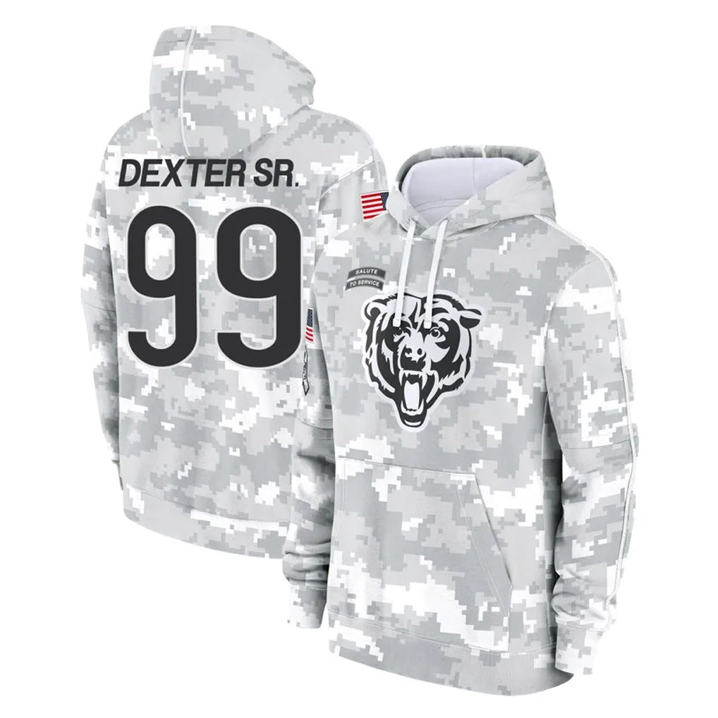 Johmsee C.Bears #99 Gervon Dexter Sr. Player Arctic Camo Salute to Service Pullover Hoodies Limited Stitched Jerseys