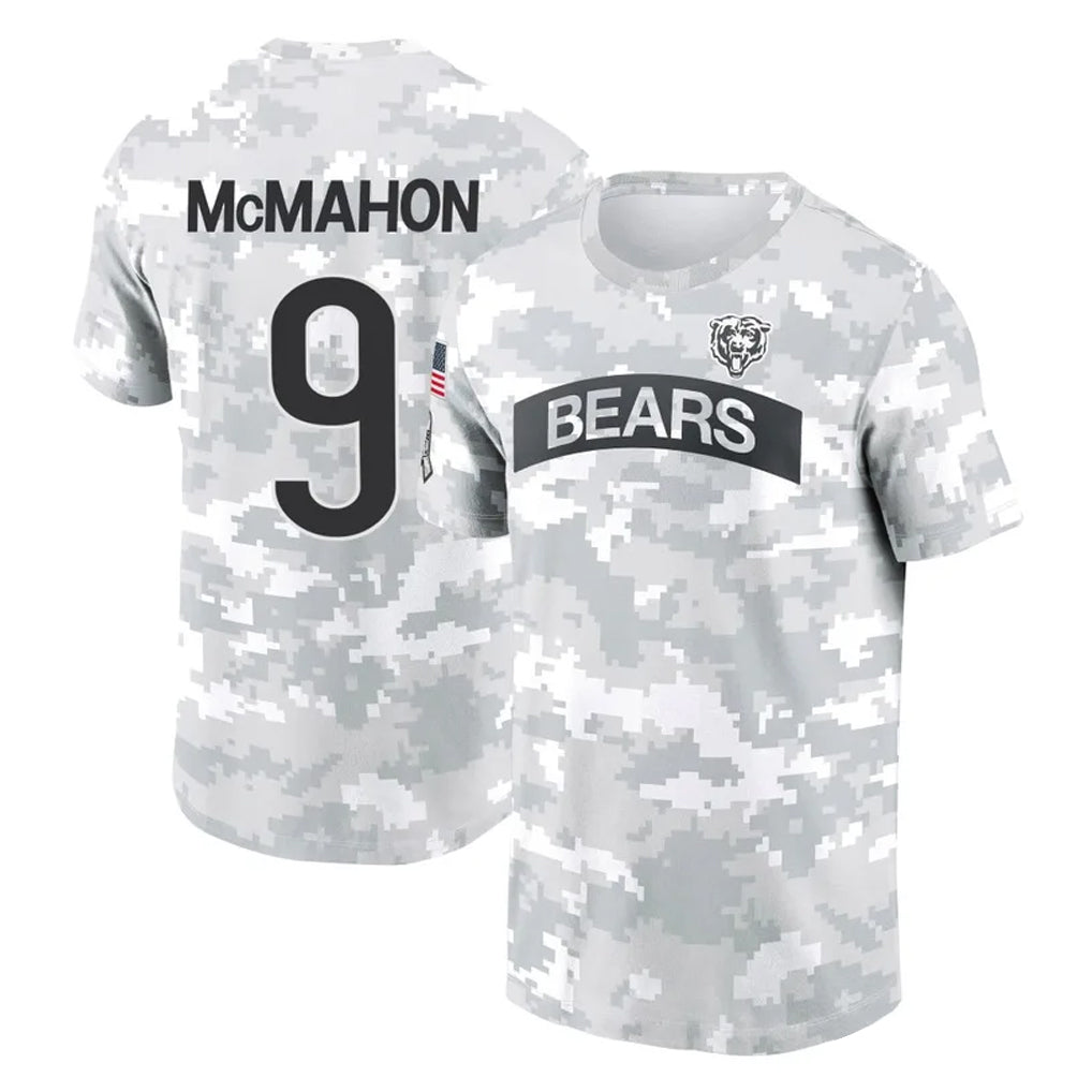 Johmsee C.Bears #9 Jim McMahon Player Arctic Camo Salute to Service Performance T-Shirt Limited Stitched Jerseys