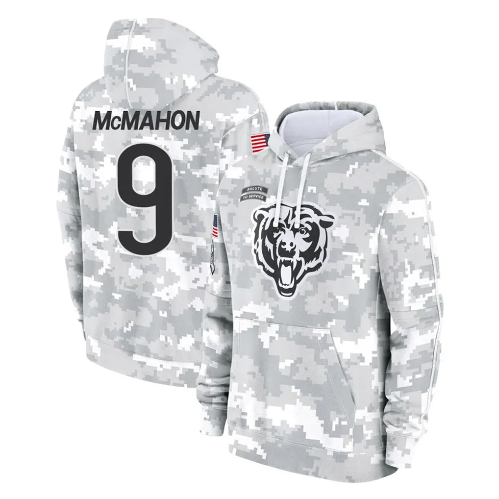 Johmsee C.Bears #9 Jim McMahon Player Arctic Camo Salute to Service Pullover Hoodies Limited Stitched Jerseys