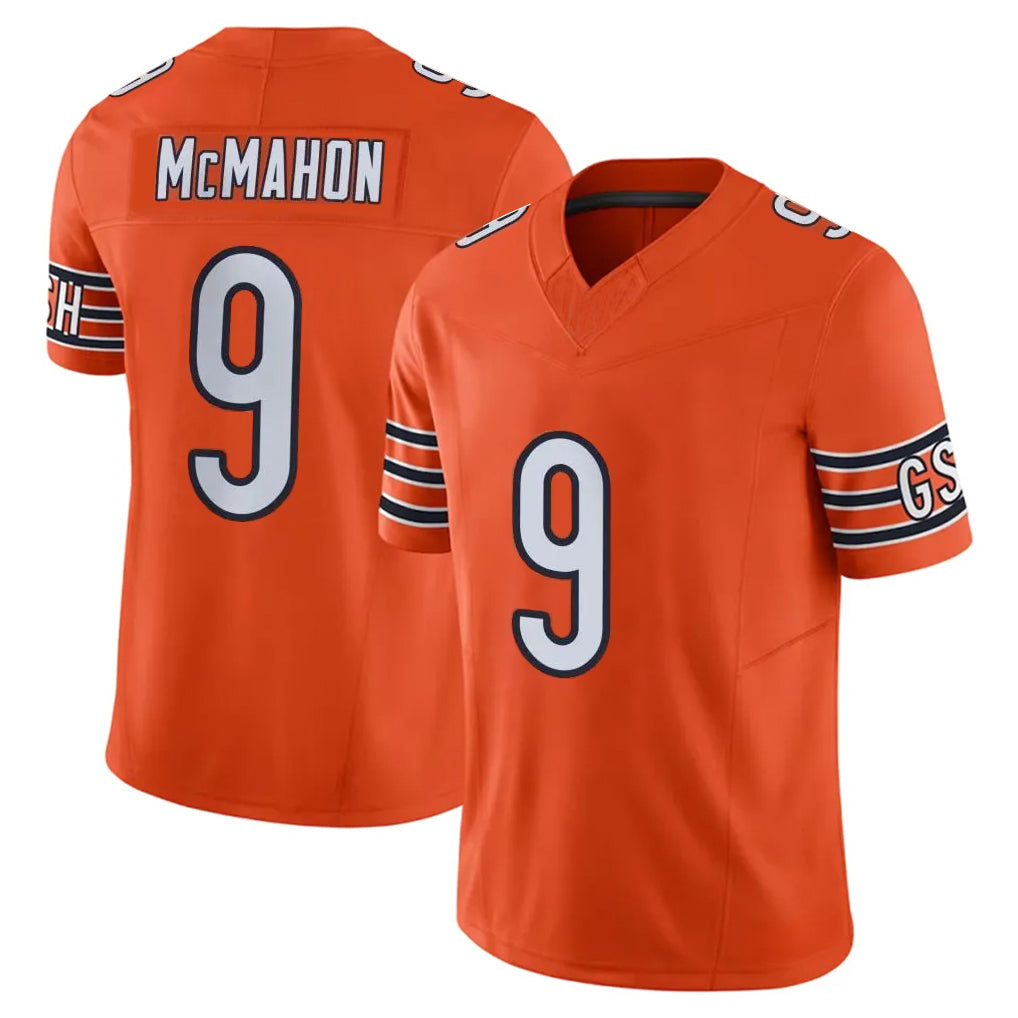 Johmsee C.Bears #9 Jim McMahon Player Orange Vapor F.U.S.E. Limited Home Game Stitched Jerseys