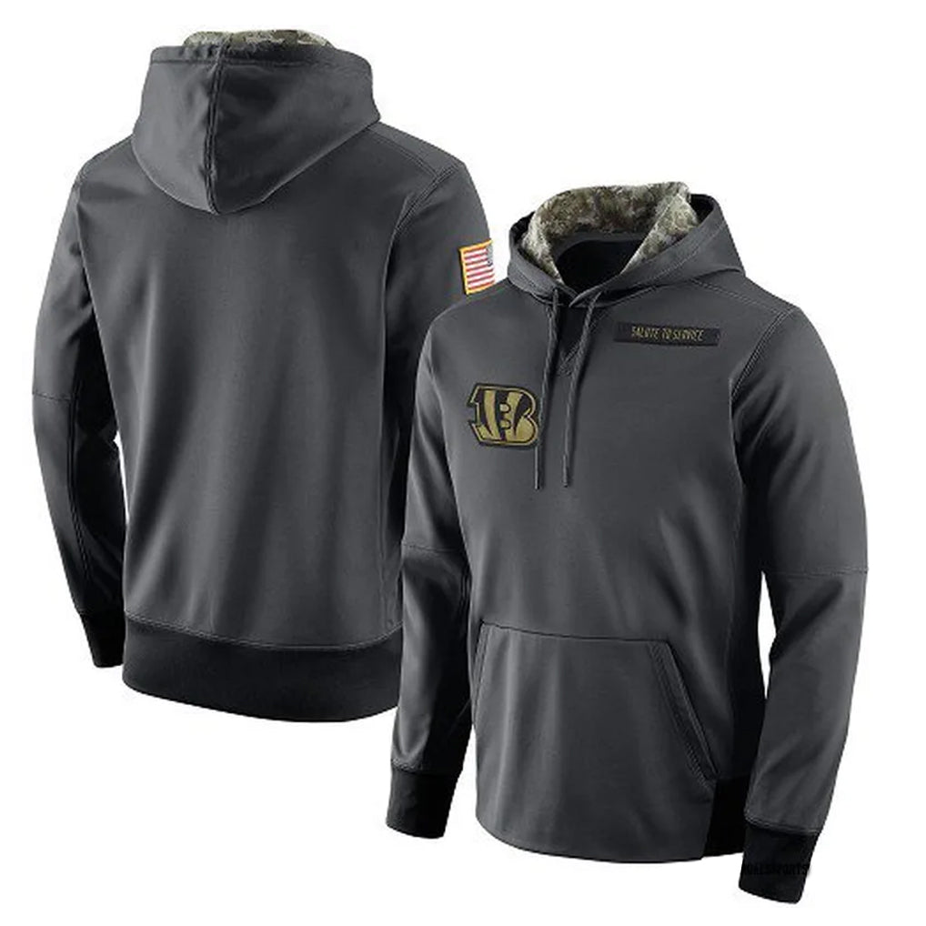 Johmsee C.Bengals Anthracite Salute to Service Player Performance Hoodie Blank Player Stitched Jerseys