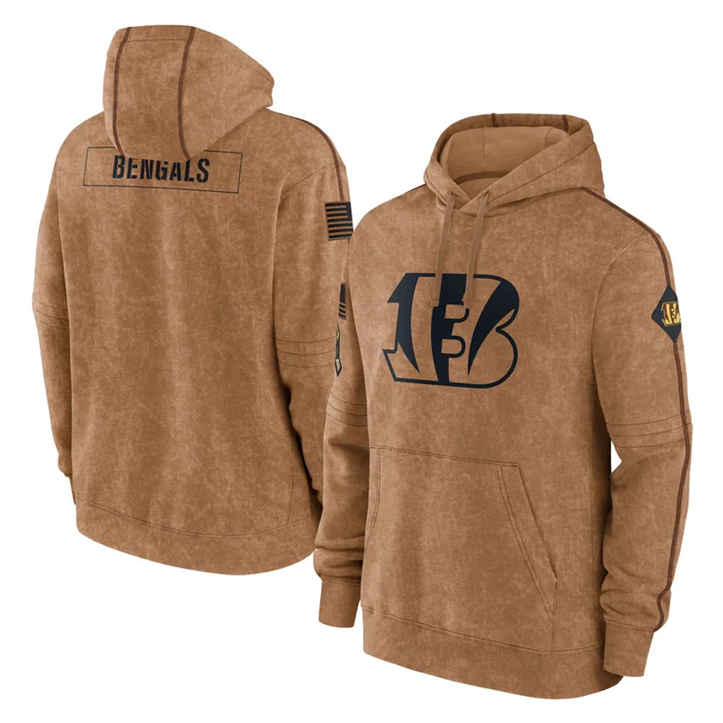 Johmsee C.Bengals Brown Salute to Service Pullover Hoodie Limited Blank Player Stitched Jerseys