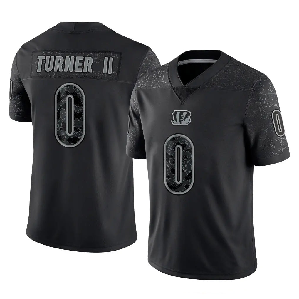Johmsee C.Bengals #0 DJ Turner II Player Black Reflective Limited Game Stitched Jerseys