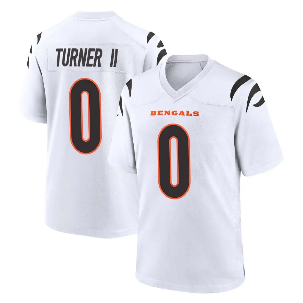 Johmsee C.Bengals #0 DJ Turner II Player White Home Game Stitched Jerseys