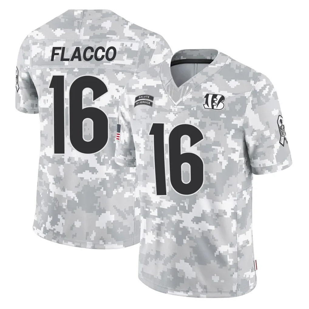 Johmsee C.Bengals #16 Joe Flacco Player Arctic Camo Salute to Service Limited Stitched Jerseys