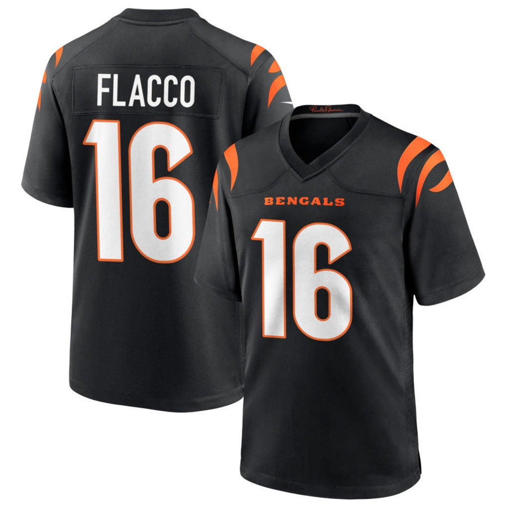 Johmsee C.Bengals #16 Joe Flacco Player Black Home Game Stitched Jerseys
