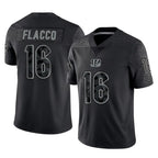 Johmsee C.Bengals #16 Joe Flacco Player Black Reflective Limited Game Stitched Jerseys