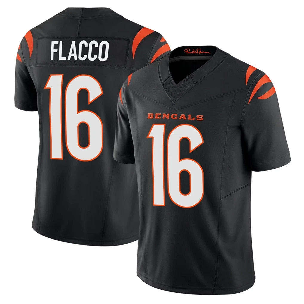 Johmsee C.Bengals #16 Joe Flacco Player Black Vapor F.U.S.E. Limited Home Game Stitched Jerseys
