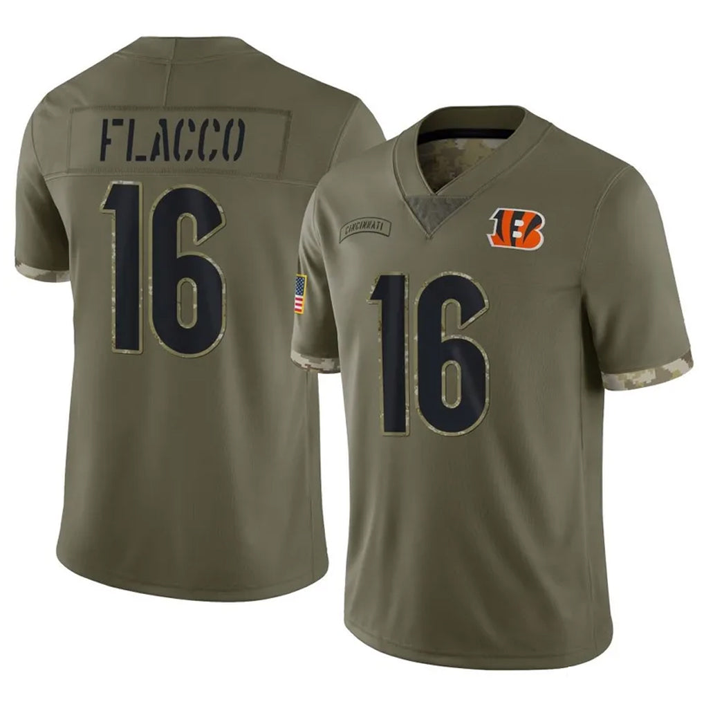 Johmsee C.Bengals #16 Joe Flacco Player Olive Salute to Service Limited Game Stitched Jerseys