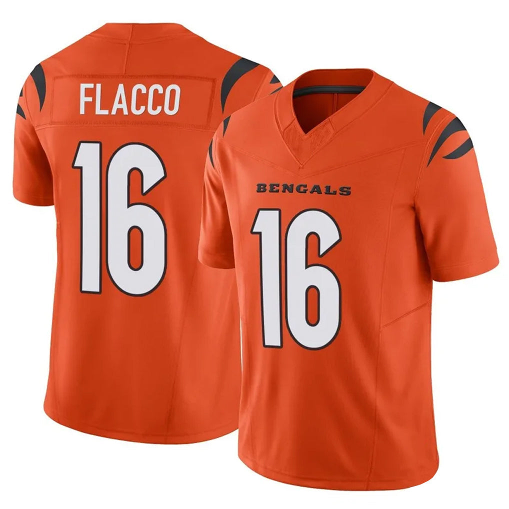 Johmsee C.Bengals #16 Joe Flacco Player Orange Vapor F.U.S.E. Limited Home Game Stitched Jerseys