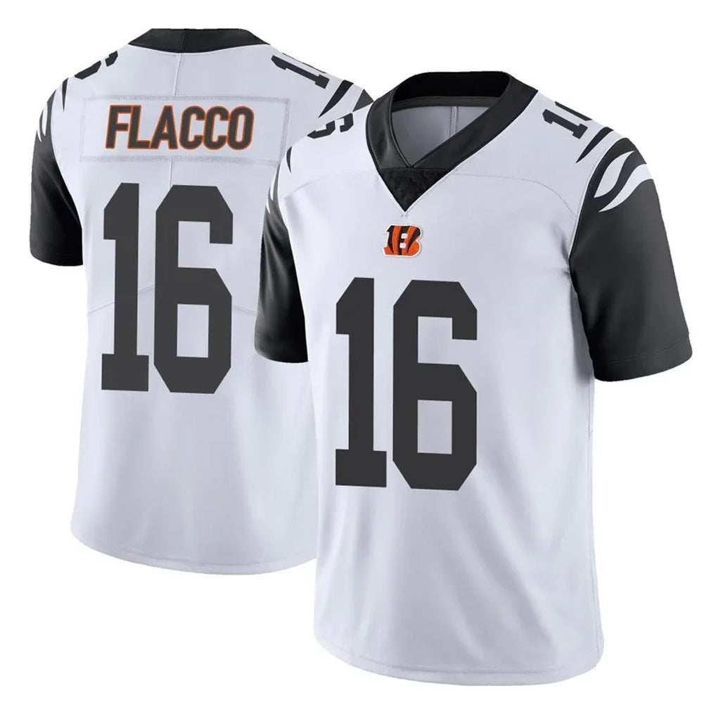 Johmsee C.Bengals #16 Joe Flacco Player White Color Rush Vapor Untouchable Limted Home Game Stitched Jerseys