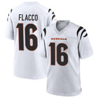 Johmsee C.Bengals #16 Joe Flacco Player White Home Game Stitched Jerseys