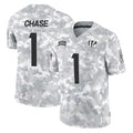 Johmsee C.Bengals #1 Ja'Marr Chase Player Arctic Camo Salute to Service Limited Stitched Jerseys